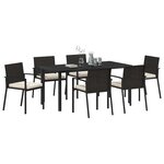 vidaXL Ensemble de salle à manger pour jardin 7 Pièces Noir Poly rotin