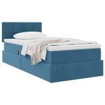 vidaXL Lit de Rangement avec matelas Bleu foncé 90 x 200 cm Velours