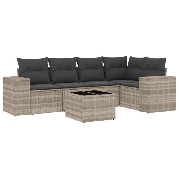 vidaXL Salon de jardin 6 Pièces avec coussins gris clair résine tressée