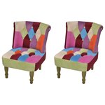 vidaXL Chaises en style français lot de 2 avec design patchwork tissu