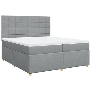 vidaXL Sommier à lattes de lit avec matelas Gris clair 200x200cm Tissu