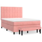vidaXL Sommier à lattes de lit avec matelas Rose 140x190 cm Velours