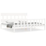 vidaXL Cadre de lit avec tête de lit blanc Super King Size bois massif