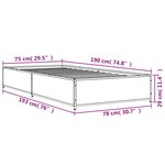 vidaXL Cadre de lit sonoma gris 75x190 cm bois d'ingénierie et métal