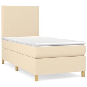 vidaXL Sommier à lattes de lit avec matelas Crème 90x200 cm Tissu
