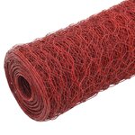 vidaXL Grillage Acier avec revêtement en PVC 25x0 5 m Rouge