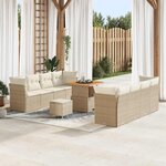 vidaXL Ensemble de canapé de jardin 11 Pièces Beige polyrotin