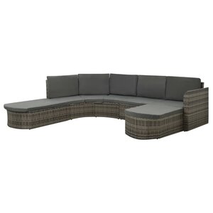 vidaXL Salon de jardin 4 Pièces avec coussins résine tressée gris