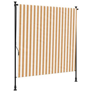 vidaXL Store roulant d'extérieur orange et blanc 150x270cm tissu acier