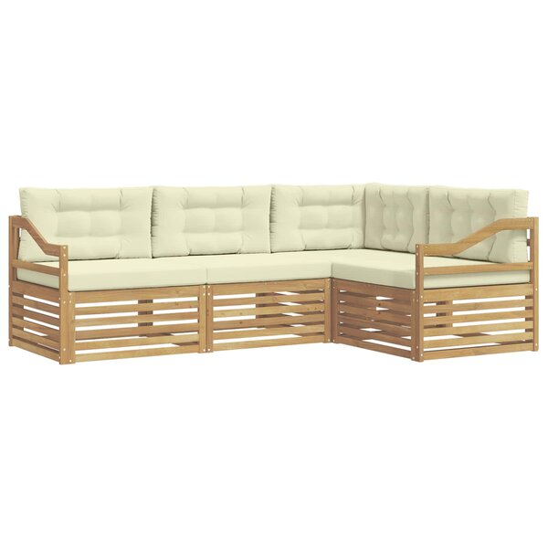 vidaXL Ensemble de canapés d'extérieur 4 Pièces Blanc et crème