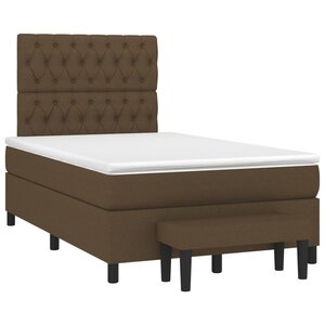 vidaXL Sommier à lattes de lit et matelas marron foncé 120x190cm tissu