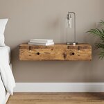vidaXL Table d'appoint murale Bois ancien 87 5 x 34 5 x 17 cm