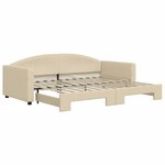 vidaXL Lit de jour avec lit gigogne crème 90x200 cm tissu