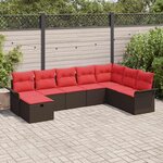 vidaXL Ensemble de canapé de jardin 8 Pièces Marron et rouge polyrotin