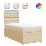 vidaXL Sommier à lattes de lit avec matelas Crème 90x200 cm Tissu