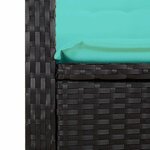 vidaXL Banc inclinable de jardin avec coussins noir résine tressée