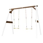AXI Portique double 2 balancoires en bois Blanc Marron  160x254x207cm
