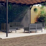 vidaXL Salon de jardin 8 Pièces avec coussins anthracite Bois de pin