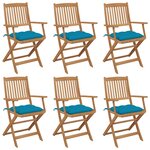 vidaXL Chaises pliables de jardin 6 Pièces avec coussins Bois d'acacia