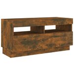 vidaXL Meuble TV avec lumières LED chêne fumé 80x35x40 cm