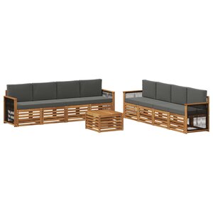 vidaXL Ensemble de canapés d'extérieur 9 pc Naturel et Anthracite