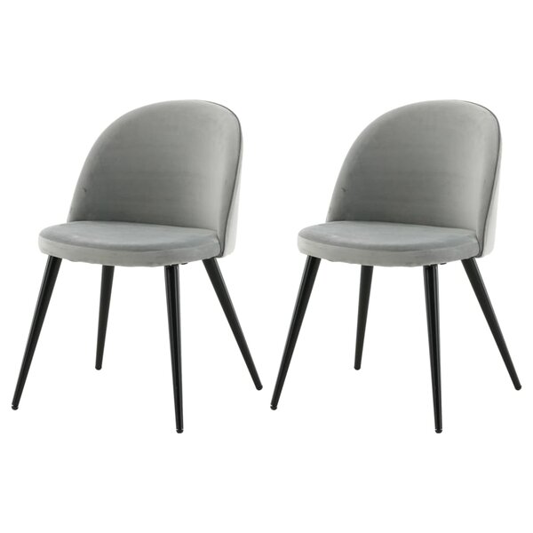 Venture Home Chaises à manger lot de 2 Velvet velours noir/gris