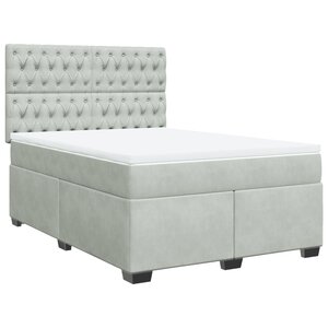 vidaXL Sommier à lattes de lit et matelas Gris clair 140x190cm Velours