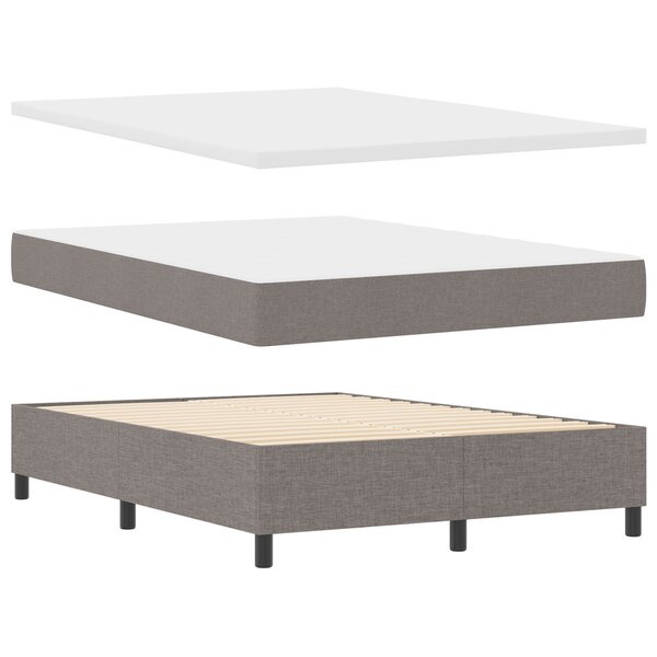 vidaXL Lit à sommier avec matelas et banc taupe 140x190 cm Tissu