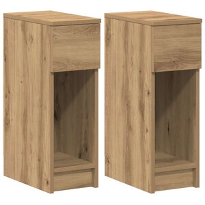 vidaXL Tables de chevet avec tiroir 2 Pièces chêne artisanal 20x36x60 cm