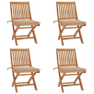 vidaXL Chaises pliables de jardin avec coussins lot de 4 Teck solide