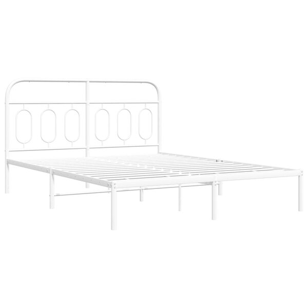 vidaXL Cadre de lit métal avec tête de lit blanc 140x190 cm