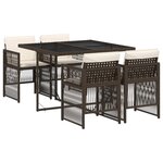 vidaXL Ensemble à manger de jardin 5 Pièces et coussins marron poly rotin