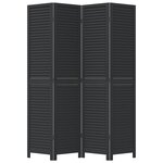 vidaXL Cloison de séparation 4 panneaux noir bois de paulownia massif