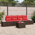 vidaXL Ensemble de Canapés avec coussin 5 Pièces Marron polyrotin