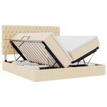 vidaXL Lit de Rangement avec tête de lit Crème 180 x 200 cm Tissu