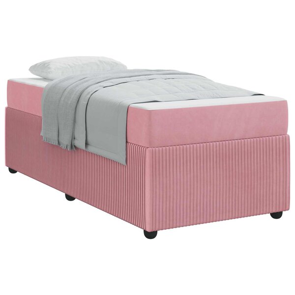 vidaXL Cadre de lit avec matelas Rose 90 x 200 cm tissu