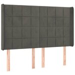 vidaXL Tête de lit à LED Gris foncé 147x16x118/128 cm Velours