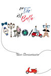 69-4512 Carte Anniversaire Le Vie est Belle pour Homme élégant Chic Nœud Papillon Montre Tour Eiffel Parisien Scooter 2 roues Disque Illustration - Avec Enveloppe Format 12x17cm -Fabrication française