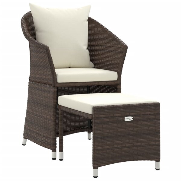vidaXL Salon de jardin 2 Pièces avec coussins Marron Résine tressée