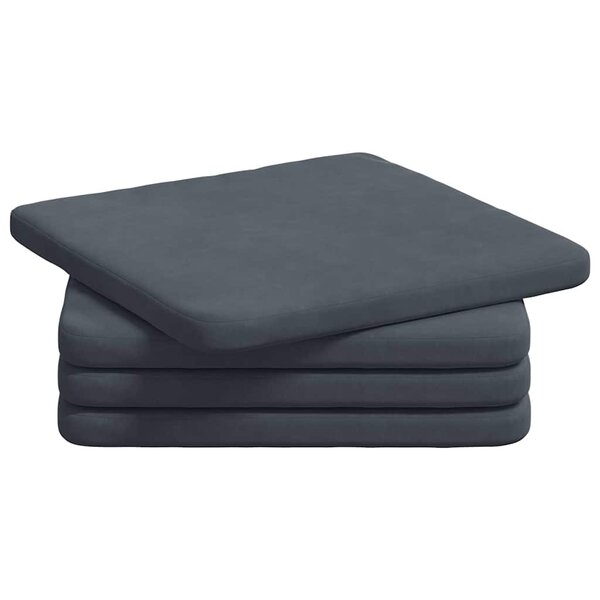 vidaXL Coussins de siège 4 Pièces Gris foncé 40 x 40 x 3 cm Velours