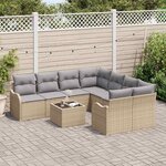 vidaXL Ensemble de canapé de jardin avec coussin 9 Pièces Beige et gris