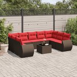 vidaXL Salon de jardin 10 Pièces avec coussins marron résine tressée