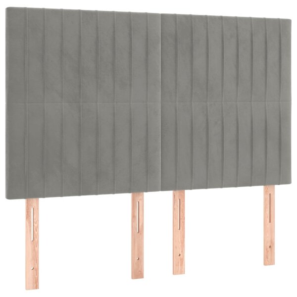vidaXL Tête de lit Gris clair 144 x 5 x 118/128 cm Velours