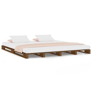 vidaXL Lit de palette sans matelas marron miel 140x190 cm bois massif