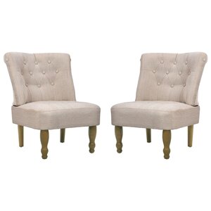 vidaXL Chaises en style français lot de 2 crème tissu