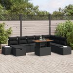 vidaXL Ensemble de canapé de jardin 9 Pièces Noir Poly rotin