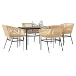 vidaXL Ensemble à manger jardin coussins 5Pièces marron poly rotin verre
