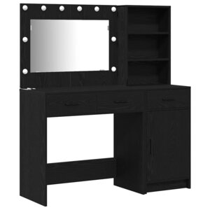 vidaXL Table de Toilette avec tiroir 2 Pièces Noir Bois d'ingénierie