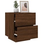 vidaXL Armoires de chevet et lumières LED 2 Pièces chêne marron