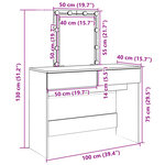 vidaXL Coiffeuse avec LED chêne sonoma 100x40x130 cm